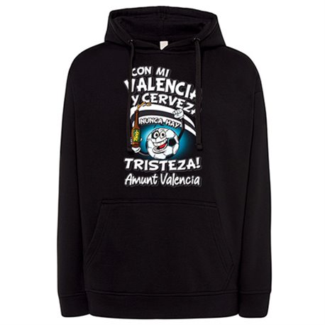 Sudadera frase con mi Valencia y cerveza nunca hay tristeza para aficionado al fútbol