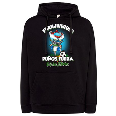 Sudadera frase franjiverdes puños fuera parodia robot de los 80 para nostálgicos futboleros de Elche