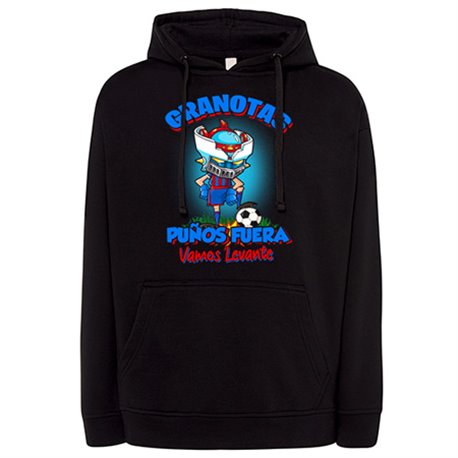 Sudadera frase granotas puños fuera parodia robot de los 80 para nostálgicos futboleros de Levante