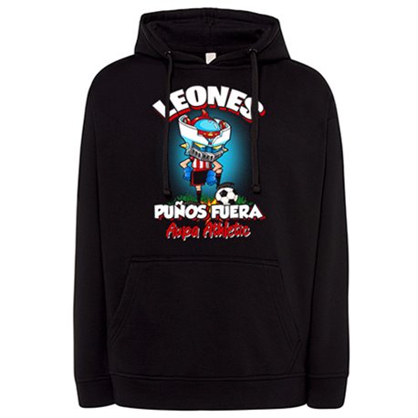 Sudadera frase leones puños fuera parodia robot de los 80 para nostálgicos futboleros del Athletic
