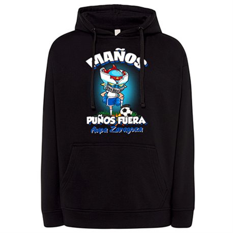 Sudadera frase maños puños fuera parodia robot de los 80 para nostálgicos futboleros de Zaragoza
