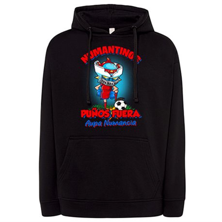 Sudadera frase numantinos puños fuera parodia robot de los 80 para nostálgicos futboleros