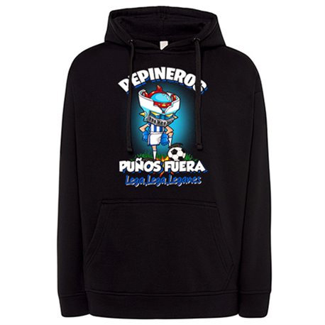 Sudadera frase pepineros puños fuera parodia robot de los 80 para nostálgicos futboleros de Leganés
