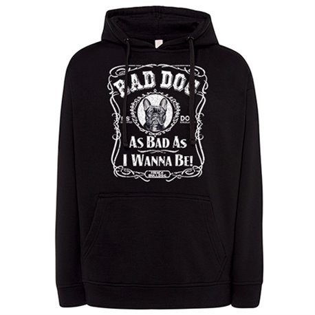 Sudadera frase perro mascota raza French Bulldog negro Bad dog as bad as I wanna be
