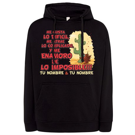 Sudadera me enamoro de lo imposible personalizable con nombre