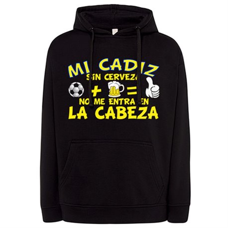 Sudadera Mi Cádiz sin Cerveza no me entra en la cabeza frase para futboleros