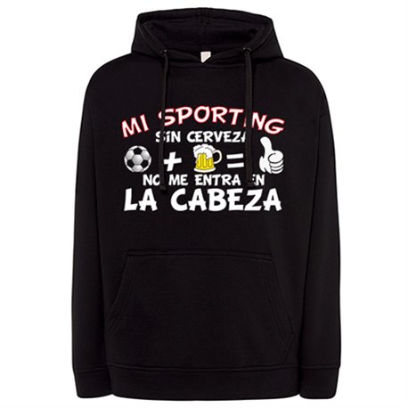 Sudadera Mi Sporting sin Cerveza no me entra en la cabeza frase para futboleros
