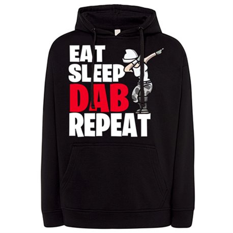 Sudadera parodia pose baile gamer frase eat sleep Dab repeat