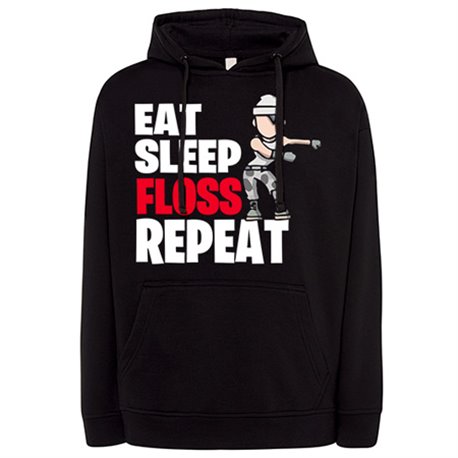 Sudadera parodia pose baile gamer frase eat sleep Floss repeat