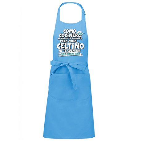 Delantal Celta cocinero celeste aficionado al fútbol