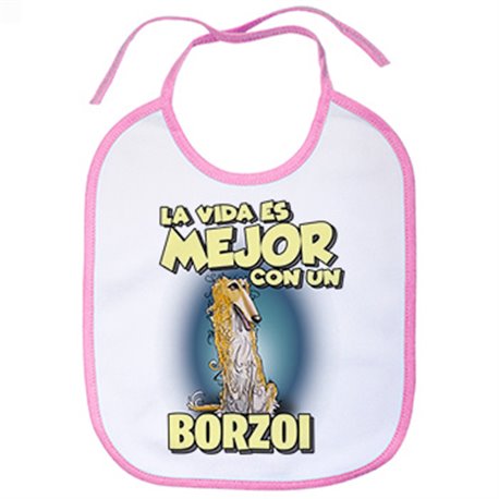 Babero la vida es mejor con un perro de raza Borzoi canela