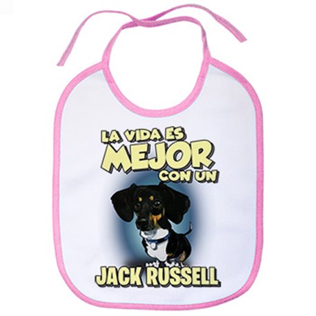 Babero la vida es mejor con un perro de raza Jack Russell negro