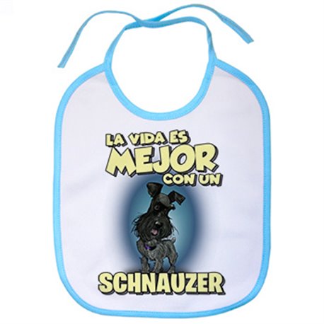 Babero la vida es mejor con un perro de raza Schnauzer negro