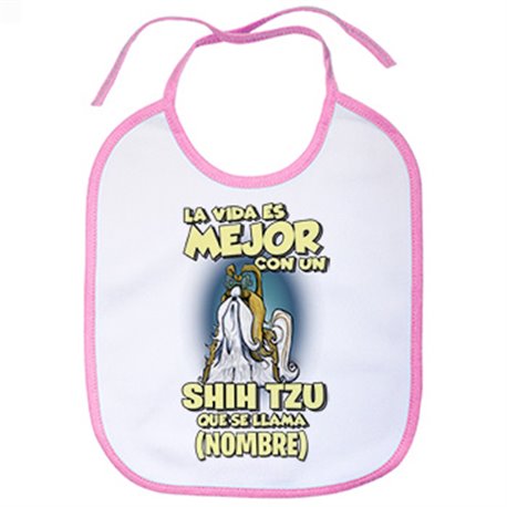 Babero la vida es mejor con un perro raza Shih Tzu mascota que se llama personalizable con nombre