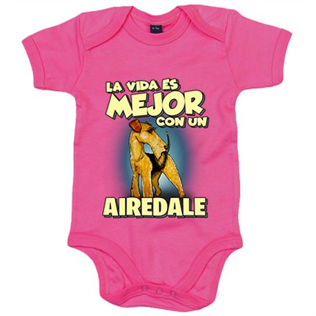 Body bebé la vida es mejor con un perro de raza Airedale