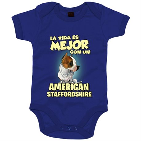 Body bebé la vida es mejor con un perro de raza American Staffordshire