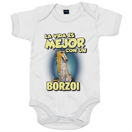 Body bebé la vida es mejor con un perro de raza Borzoi canela