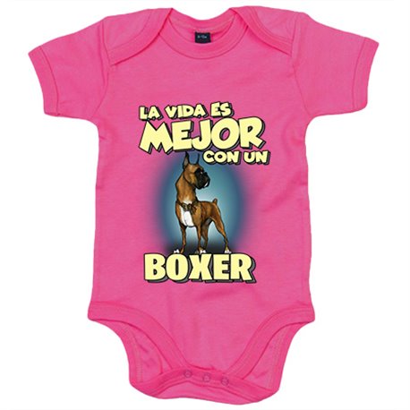 Body bebé la vida es mejor con un perro de raza Boxer
