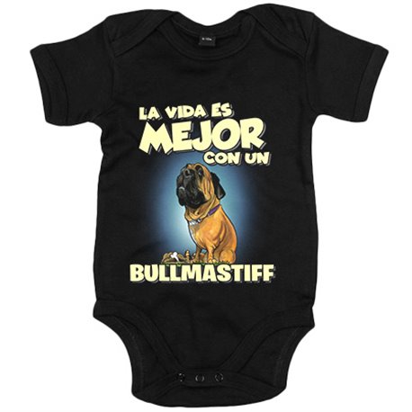 Body bebé la vida es mejor con un perro de raza Bullmastiff