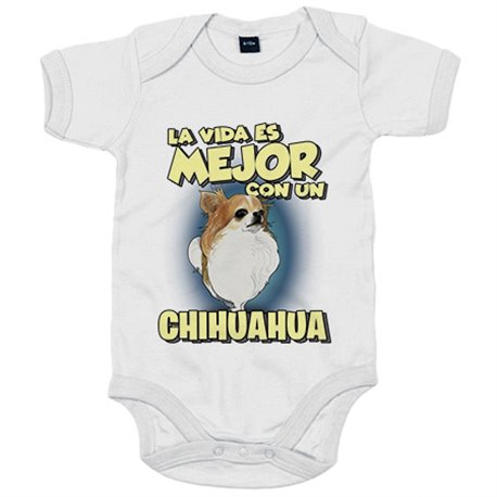 Body bebé la vida es mejor con un perro de raza Chihuaha de pelo largo