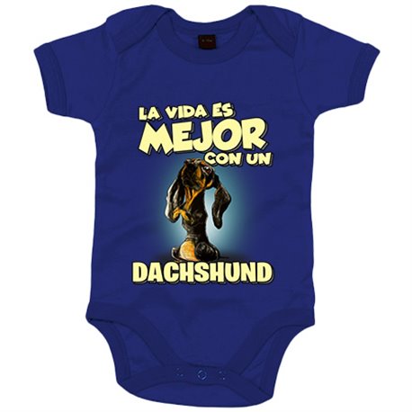 Body bebé la vida es mejor con un perro de raza Dachshund negro