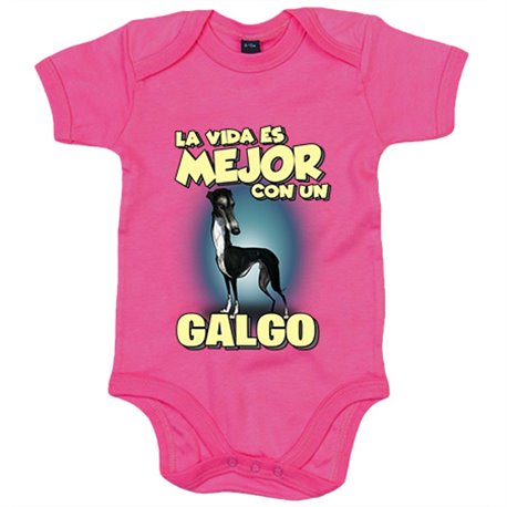 Body bebé la vida es mejor con un perro de raza Galgo negro