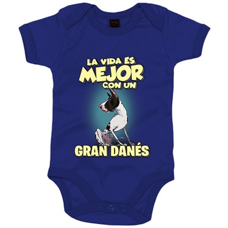 Body bebé la vida es mejor con un perro de raza Gran Danés arlequín