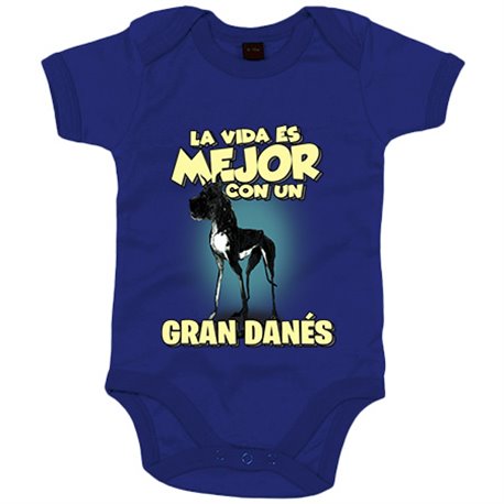 Body bebé la vida es mejor con un perro de raza Gran Danés negro