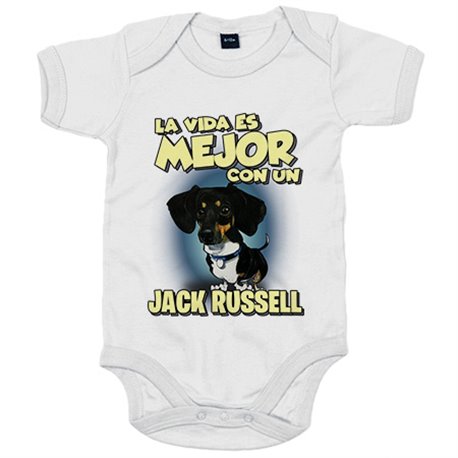 Body bebé la vida es mejor con un perro de raza Jack Russell negro