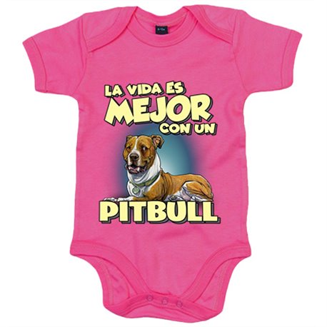 Body bebé la vida es mejor con un perro de raza Pitbull
