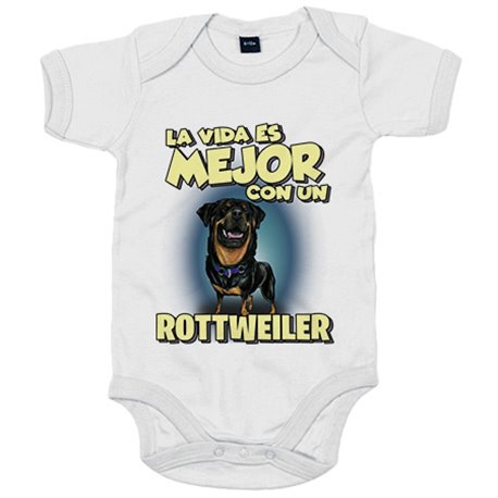 Body bebé la vida es mejor con un perro de raza Rottweiler