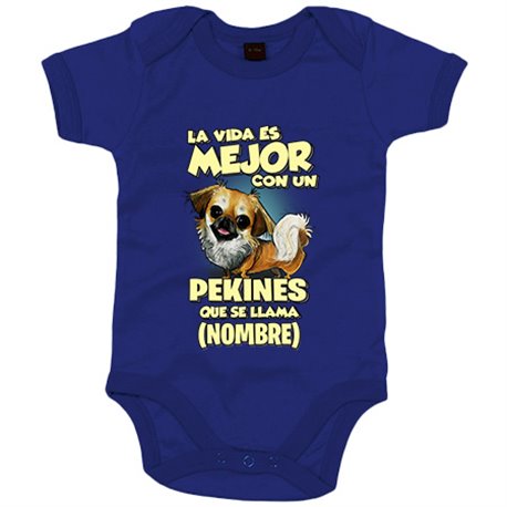 Body bebé la vida es mejor con un perro mascota Pekines que se llama personalizable con nombre