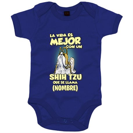 Body bebé la vida es mejor con un perro raza Shih Tzu mascota que se llama personalizable con nombre