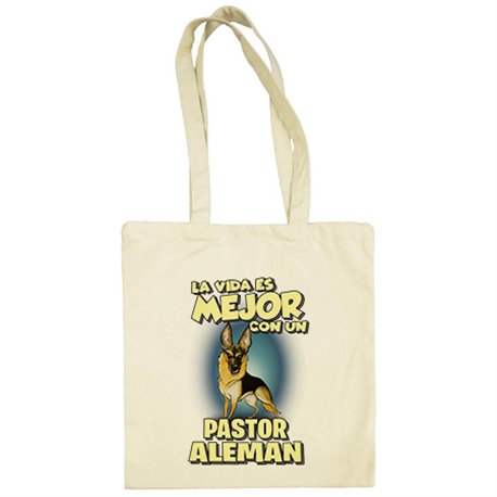 Bolsa de tela la vida es mejor con un perro de raza Pastor
