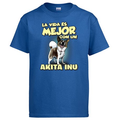 Camiseta la vida es mejor con un perro de raza Akita Inu