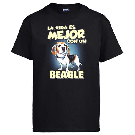 Camiseta la vida es mejor con un perro de raza Beagle