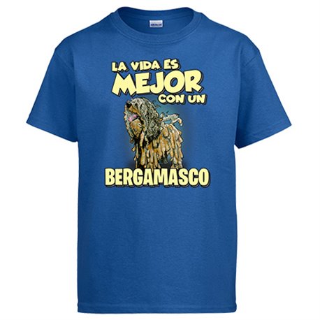 Camiseta la vida es mejor con un perro de raza Bergamasco