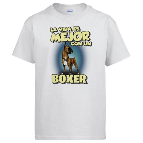 Camiseta la vida es mejor con un perro de raza Boxer