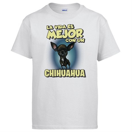 Camiseta la vida es mejor con un perro de raza Chihuahua negro