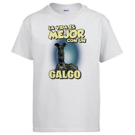 Camiseta la vida es mejor con un perro de raza Galgo