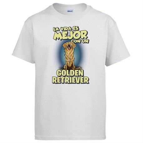 Camiseta la vida es mejor con un perro de raza Golden Retriever