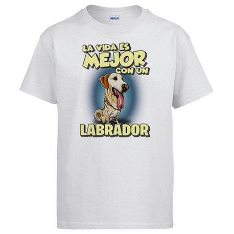 Camiseta la vida es mejor con un perro de raza Labrador