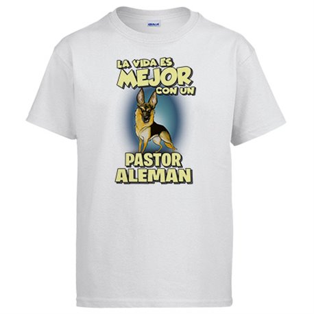 Camiseta la vida es mejor con un perro de raza Pastor
