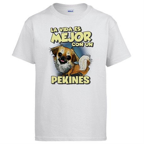 Camiseta la vida es mejor con un perro de raza Pekinés