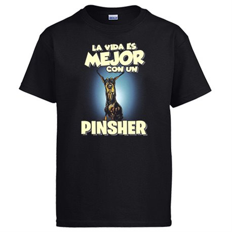 Camiseta la vida es mejor con un perro de raza Pinsher