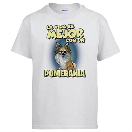 Camiseta la vida es mejor con un perro de raza Pomerania