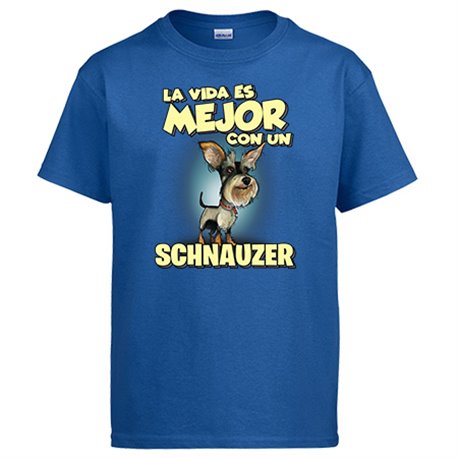 Camiseta la vida es mejor con un perro de raza Schnauzer