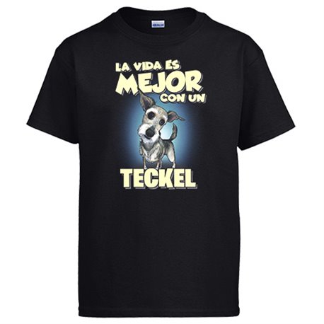 Camiseta la vida es mejor con un perro de raza Teckel