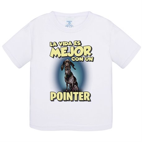 Camiseta bebé la vida es mejor con un perro de raza Pointer