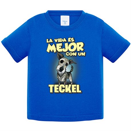 Camiseta bebé la vida es mejor con un perro de raza Teckel